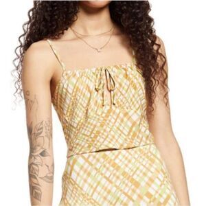 BP. Tie Detail Cropped Camisole Plaid